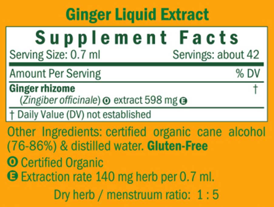 Herb Pharm Ginger Ingredients