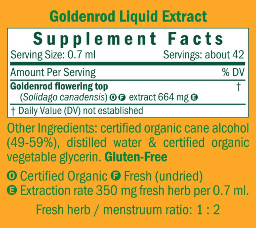 Herb Pharm Goldenrod Ingredients