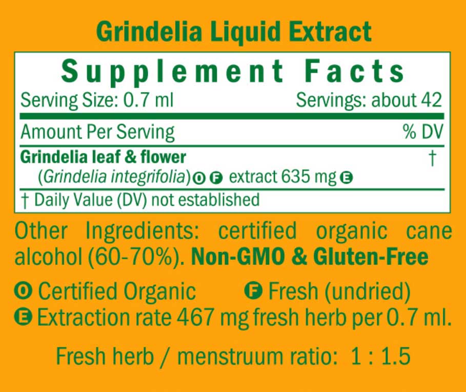 Herb Pharm Grindelia Ingredients