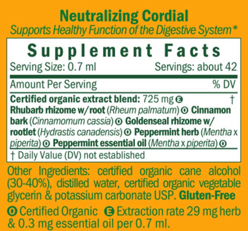 Herb Pharm Neutralizing Cordial Ingredients