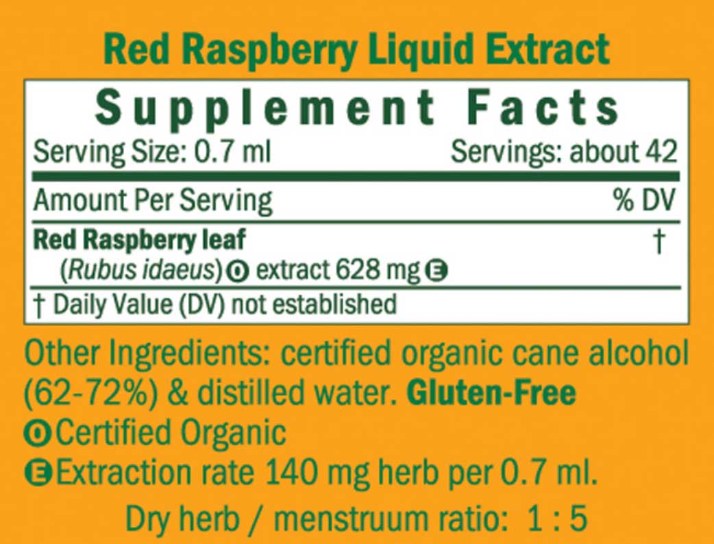 Herb Pharm Red Raspberry Ingredients