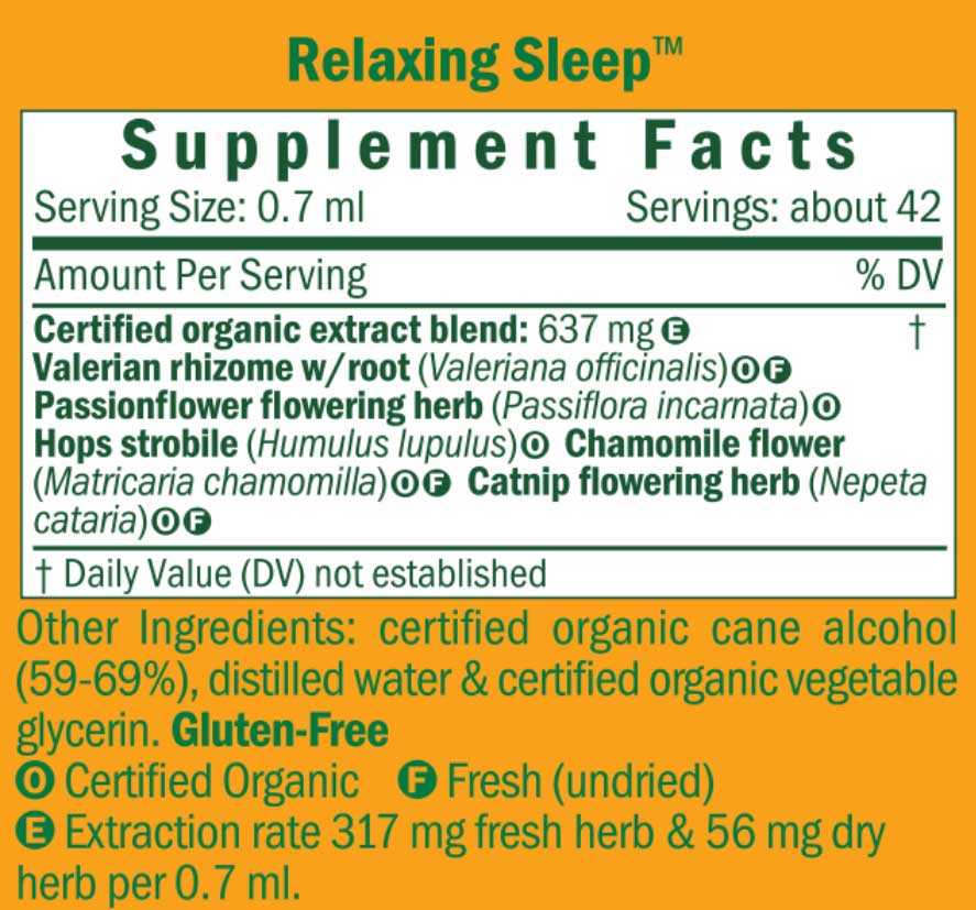 Herb Pharm Relaxing Sleep Ingredients