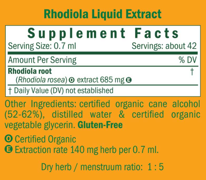 Herb Pharm Rhodiola Ingredients