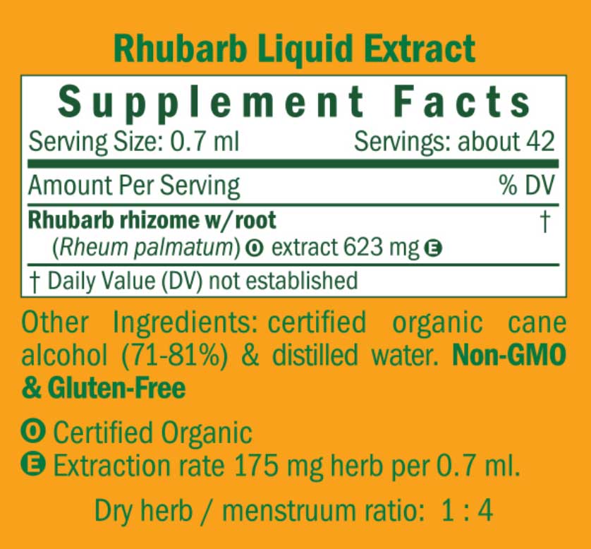 Herb Pharm Rhubarb Ingredients