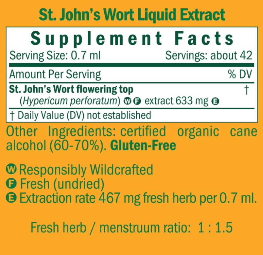Herb Pharm St. John's Wort Ingredients
