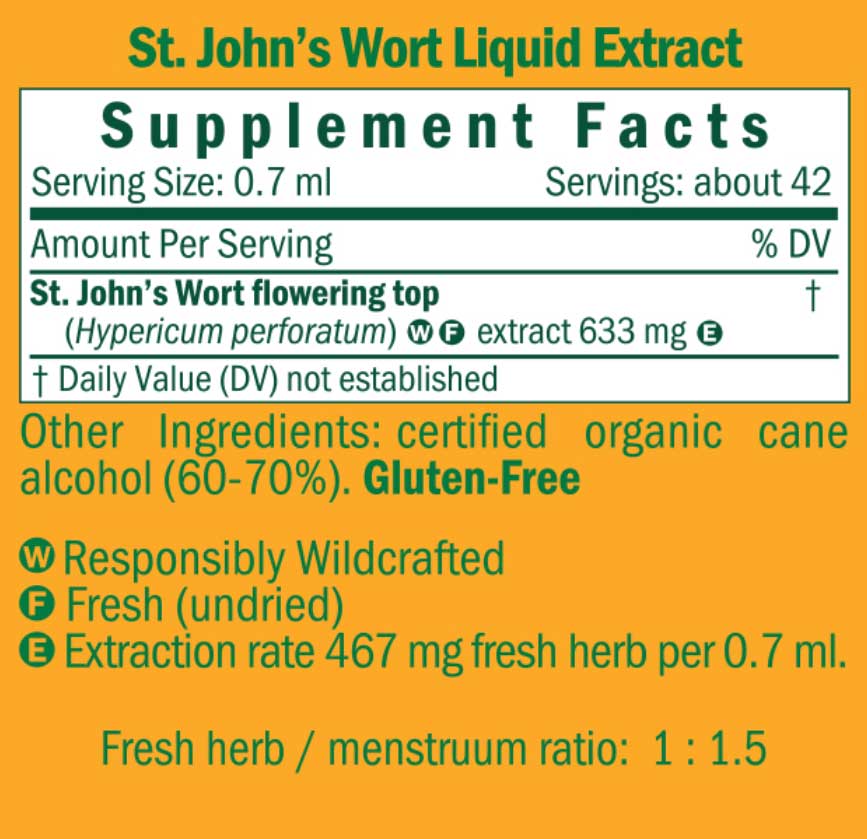 Herb Pharm St. John's Wort Ingredients