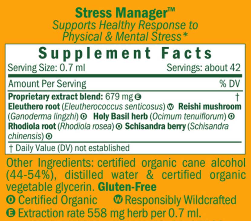 Herb Pharm Stress Manager Ingredients