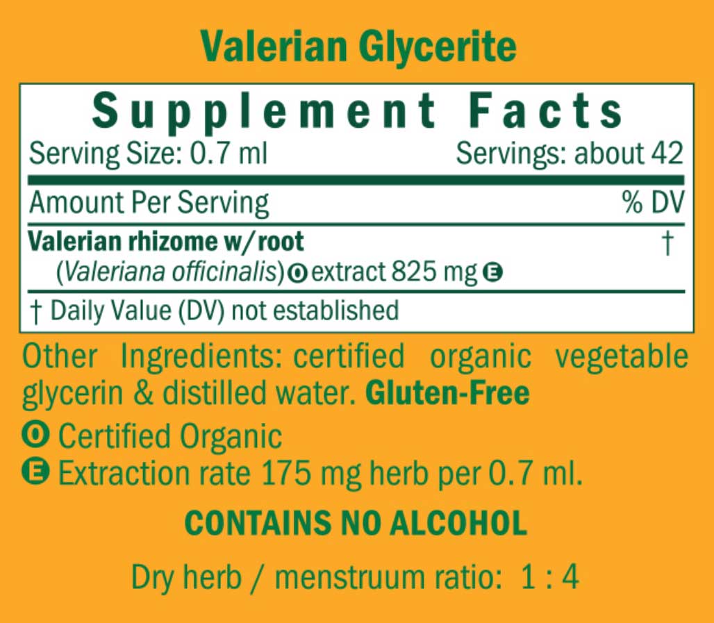 Herb Pharm Valerian Alcohol-Free Ingredients