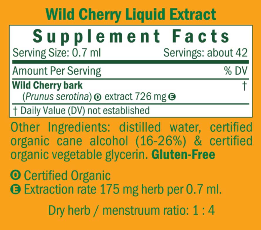 Herb Pharm Wild Cherry Ingredients