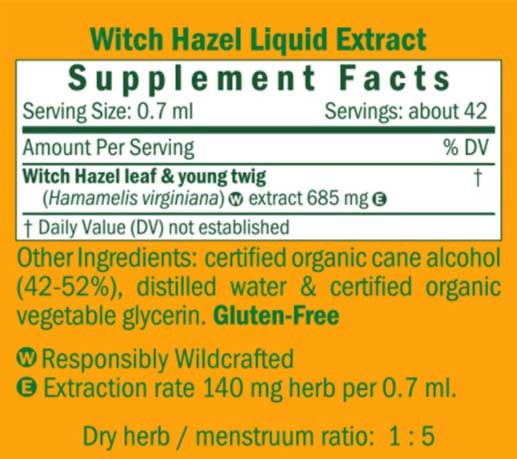 Herb Pharm Witch Hazel Ingredients