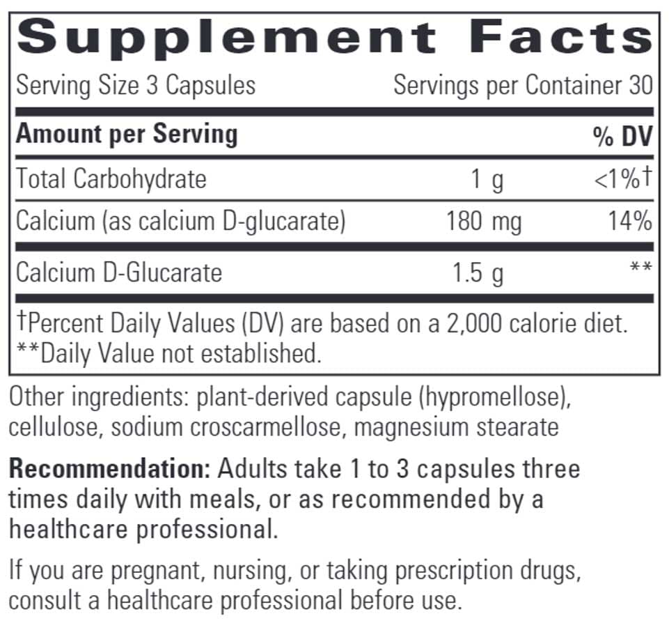 Integrative Therapeutics Calcium D-Glucarate Ingredients