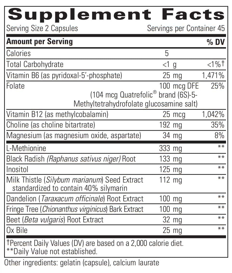 Integrative Therapeutics Lipotropic Complex Ingredients