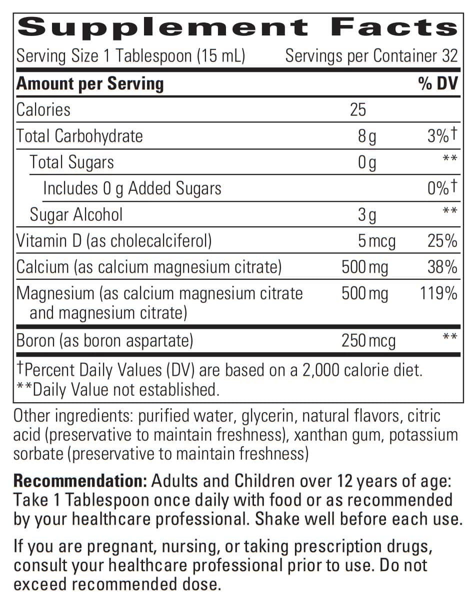 Integrative Therapeutics Liquid Calcium Magnesium 1:1 Ingredients