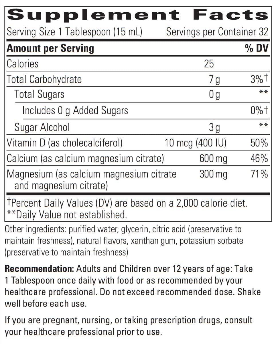 Integrative Therapeutics Liquid Calcium Magnesium 2:1 Ingredients
