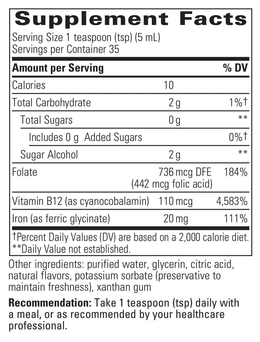 Integrative Therapeutics Liquid Iron Ingredients