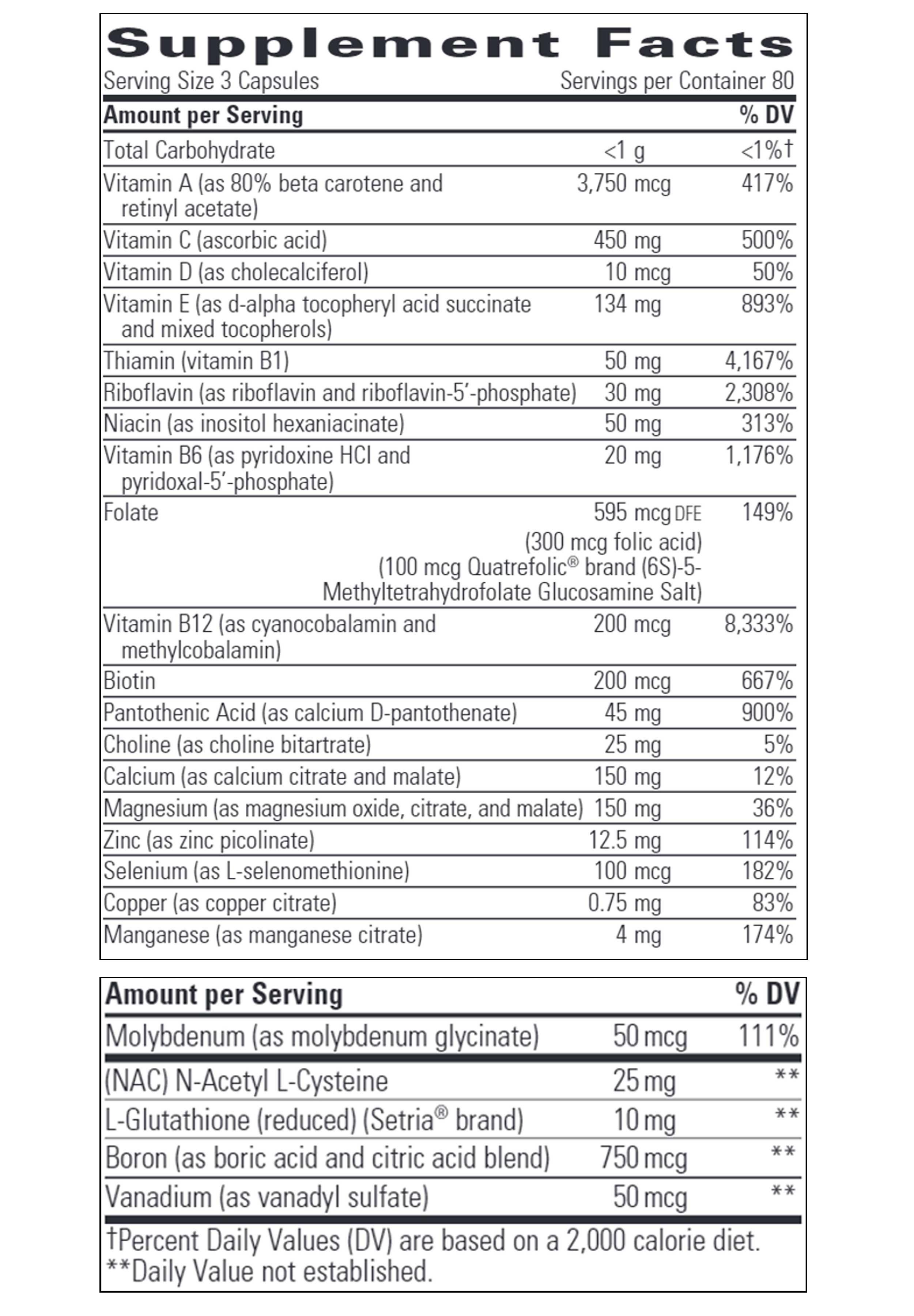 Integrative Therapeutics Multiplex-1 Without Added Iron Ingredients