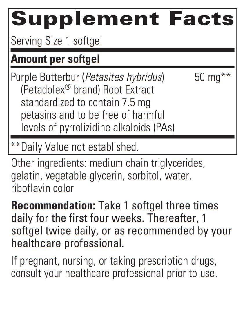 Integrative Therapeutics Petadolex Ingredients