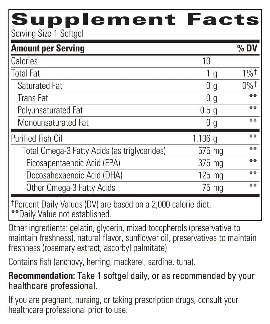 Integrative Therapeutics Pure Omega HP Ingredients