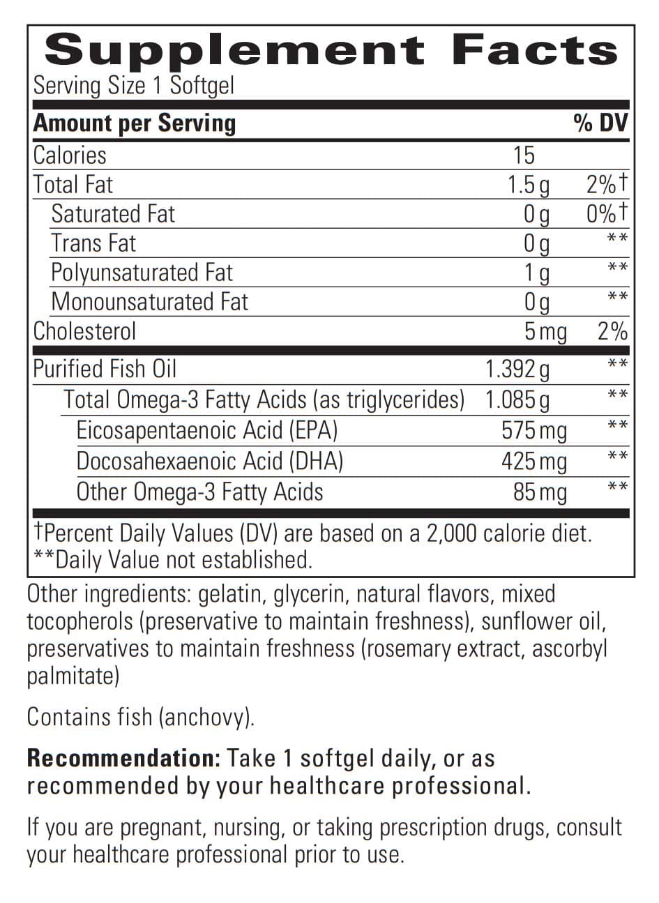 Integrative Therapeutics Pure Omega Ultra HP Ingredients