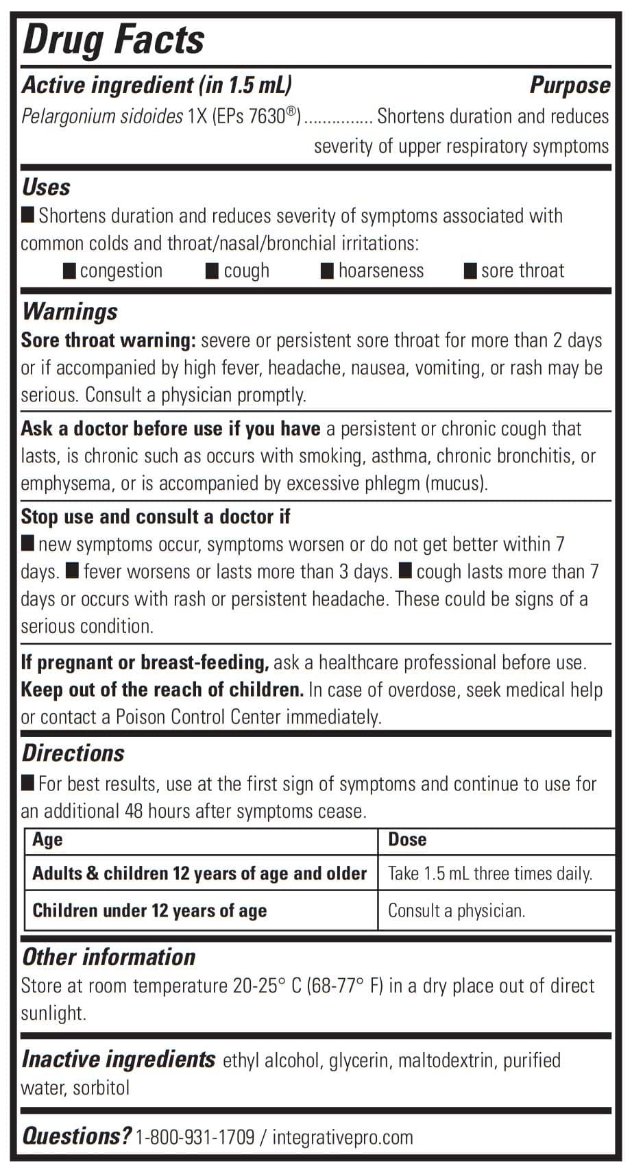 Integrative Therapeutics V Clear EPs 7630 Ingredients