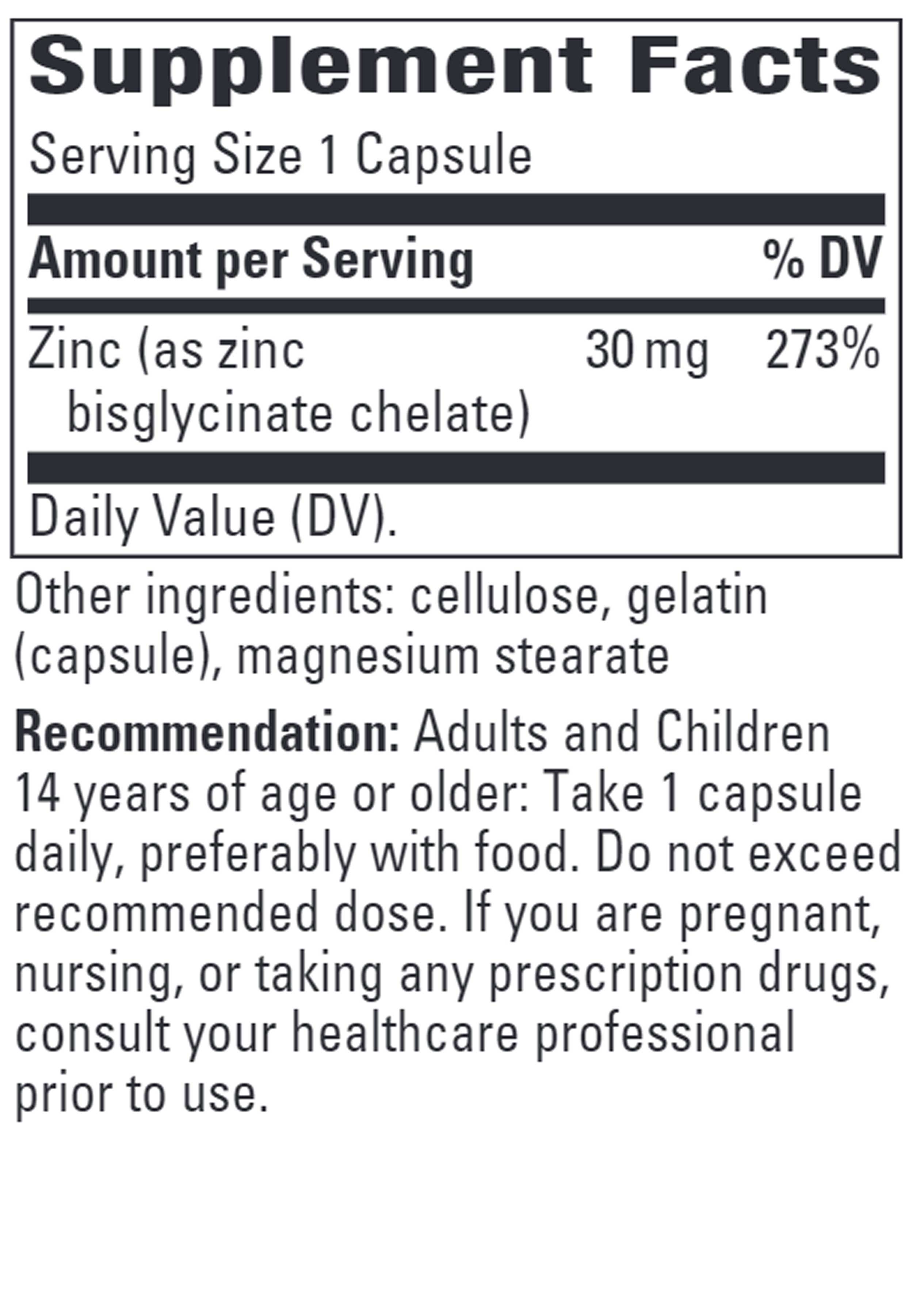 Integrative Therapeutics Zinc Chelate Ingredients