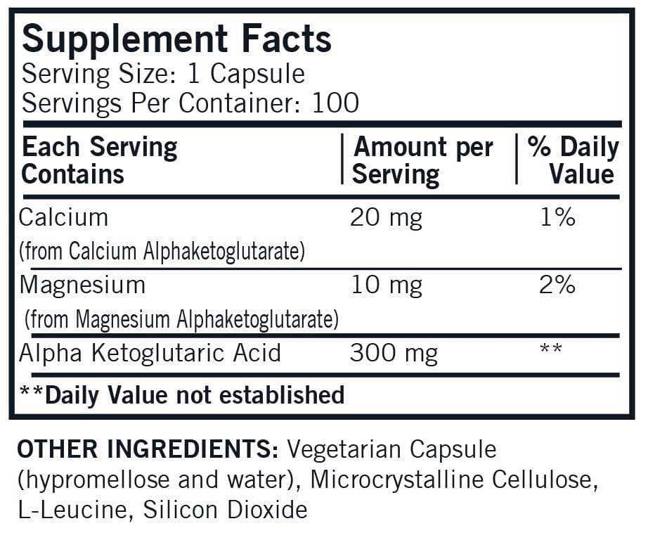 Kirkman Alpha-Ketoglutaric Acid Ingredients