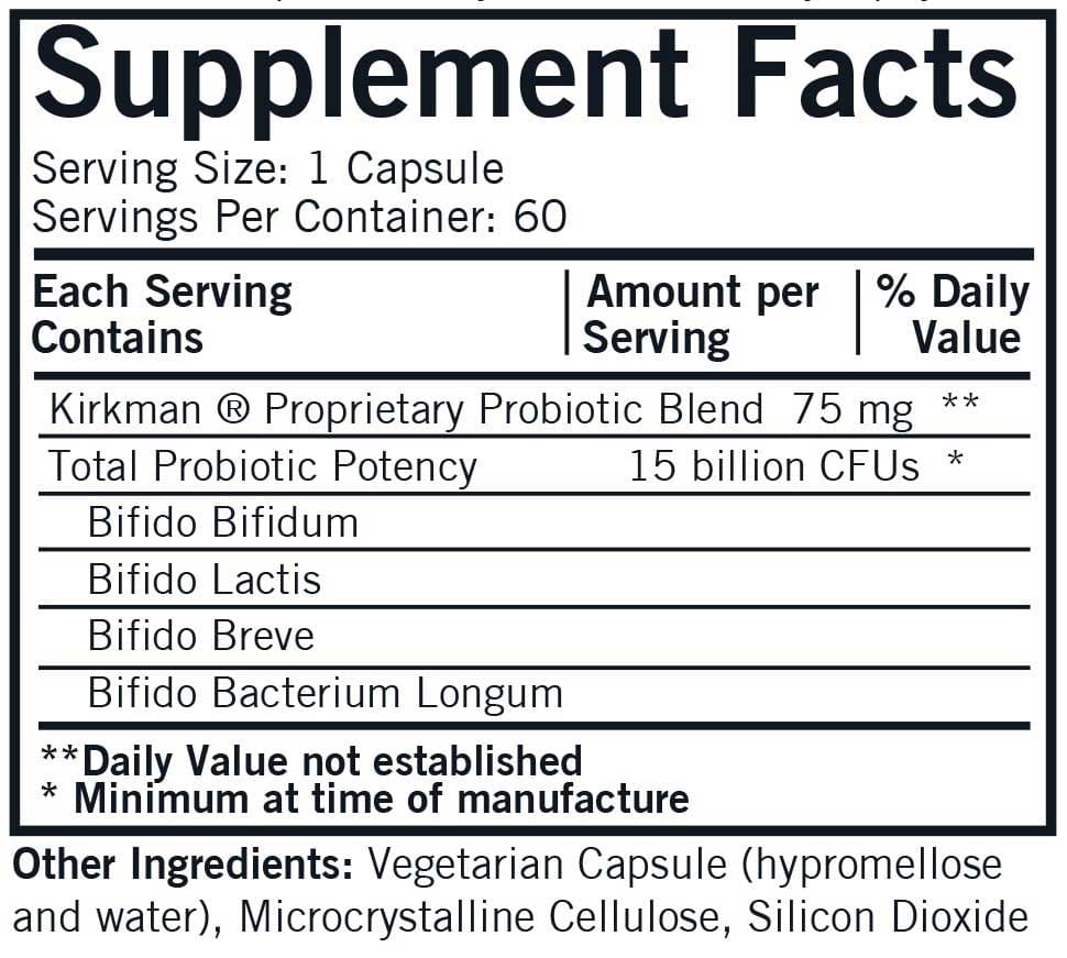 Kirkman Bifido Complex Ingredients