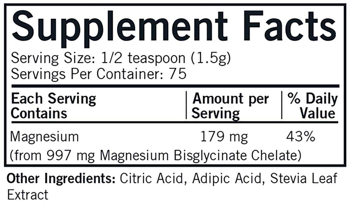 Kirkman Buffered Magnesium Bisglycinate Powder Ingredients