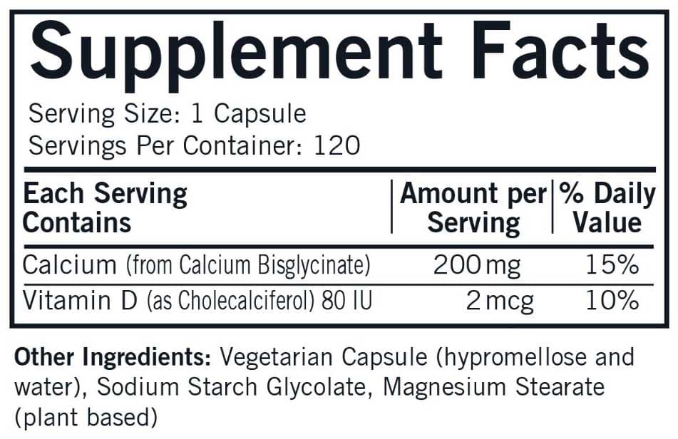 Kirkman Calcium 200 mg Ingredients