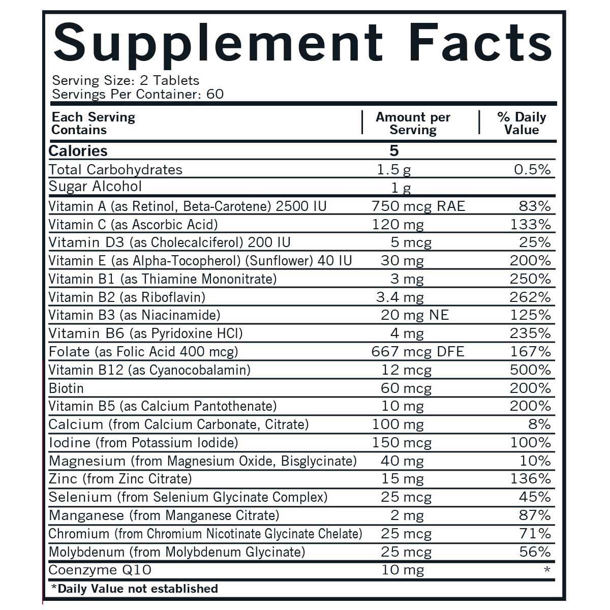 Kirkman Children's Chewable Multivitamin & Mineral with Xylitol Ingredients