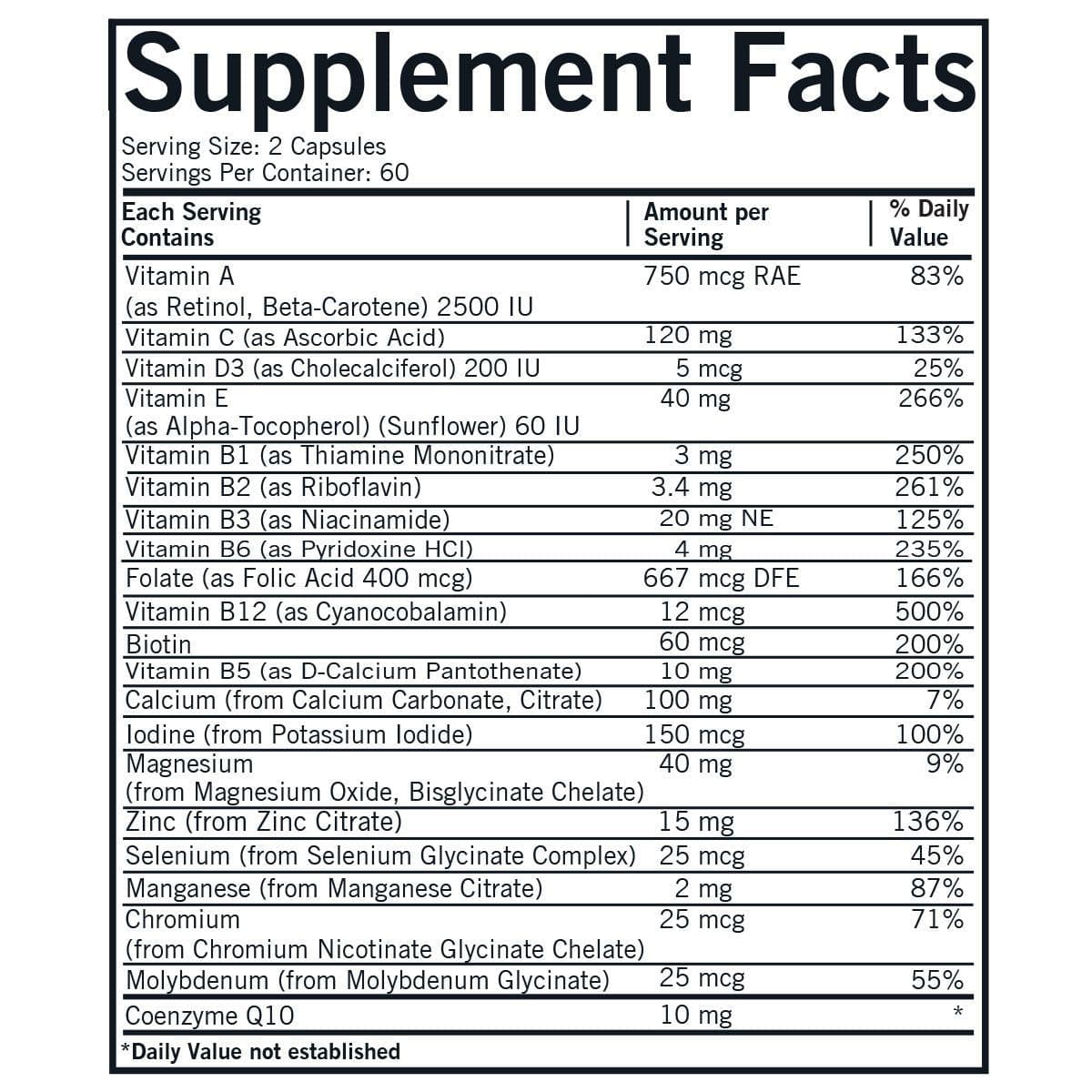 Kirkman Children's Multivitamin & Mineral Ingredients