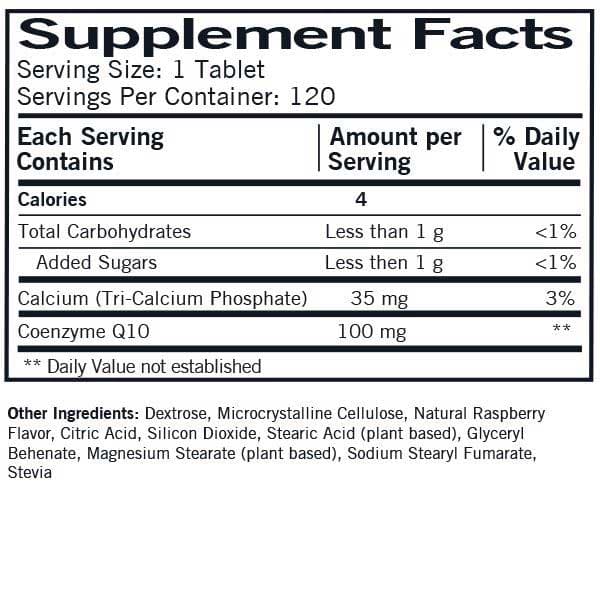 Kirkman Coenzyme Q10 100 mg Chewable Tablets (with Stevia) Ingredients