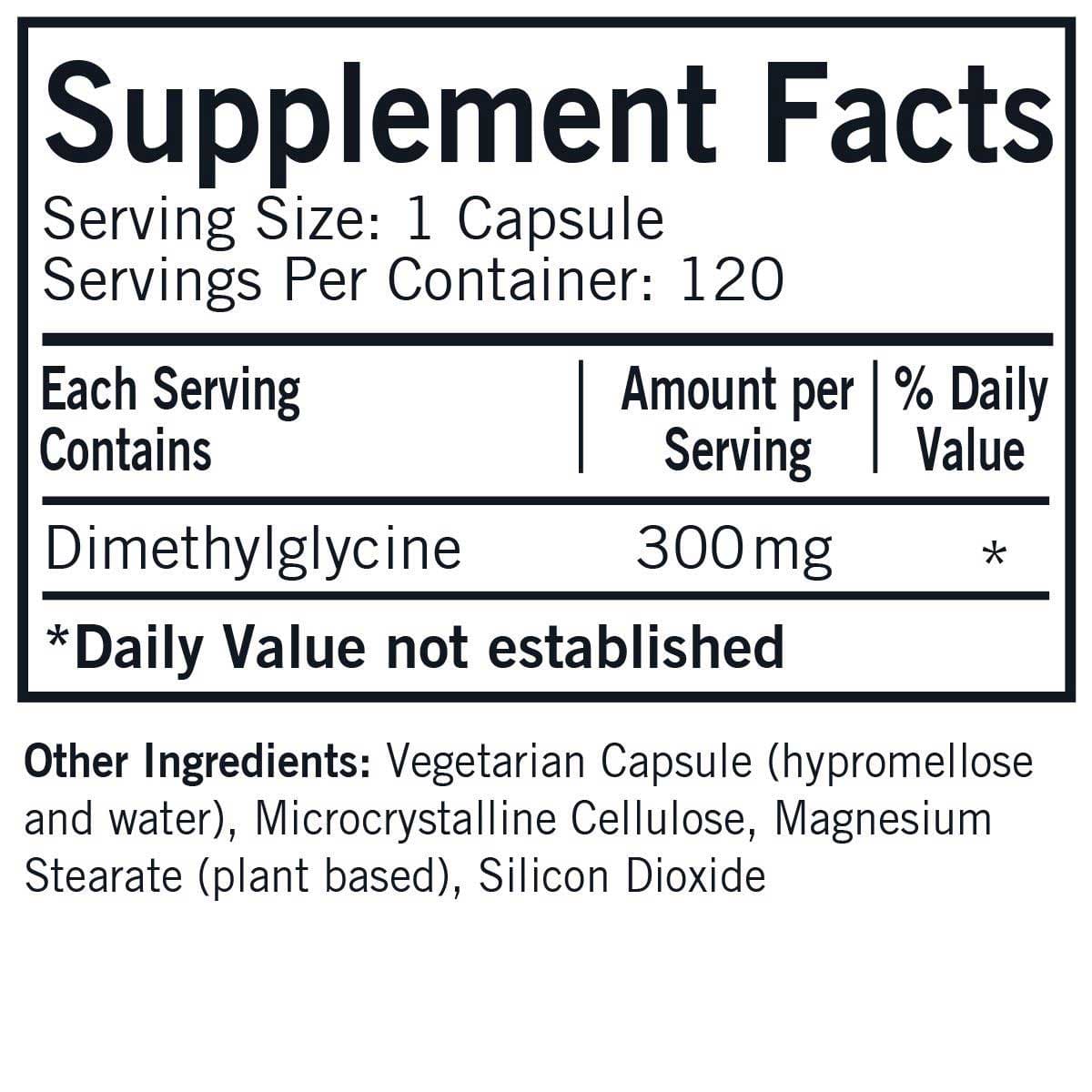 Kirkman DMG (Dimethylglycine) 300 mg Ingredients