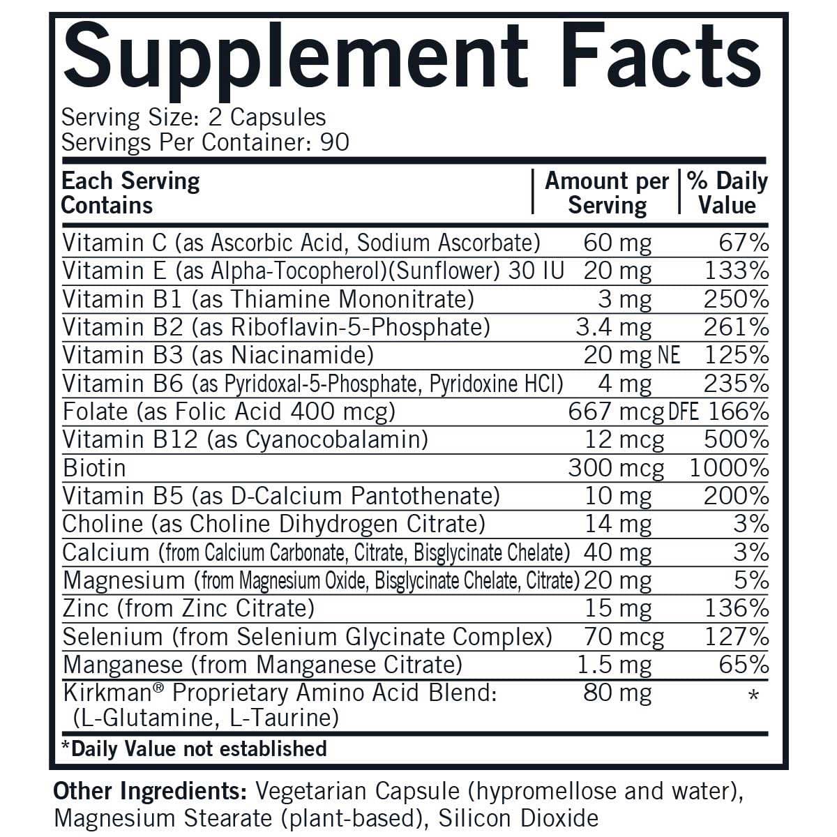 Kirkman Everyday Multivitamin Without A & D Ingredients