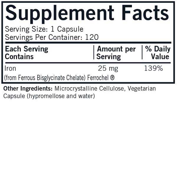 Kirkman Iron Ferrochel 25 mg (Formerly Iron 25 mg) Ingredients