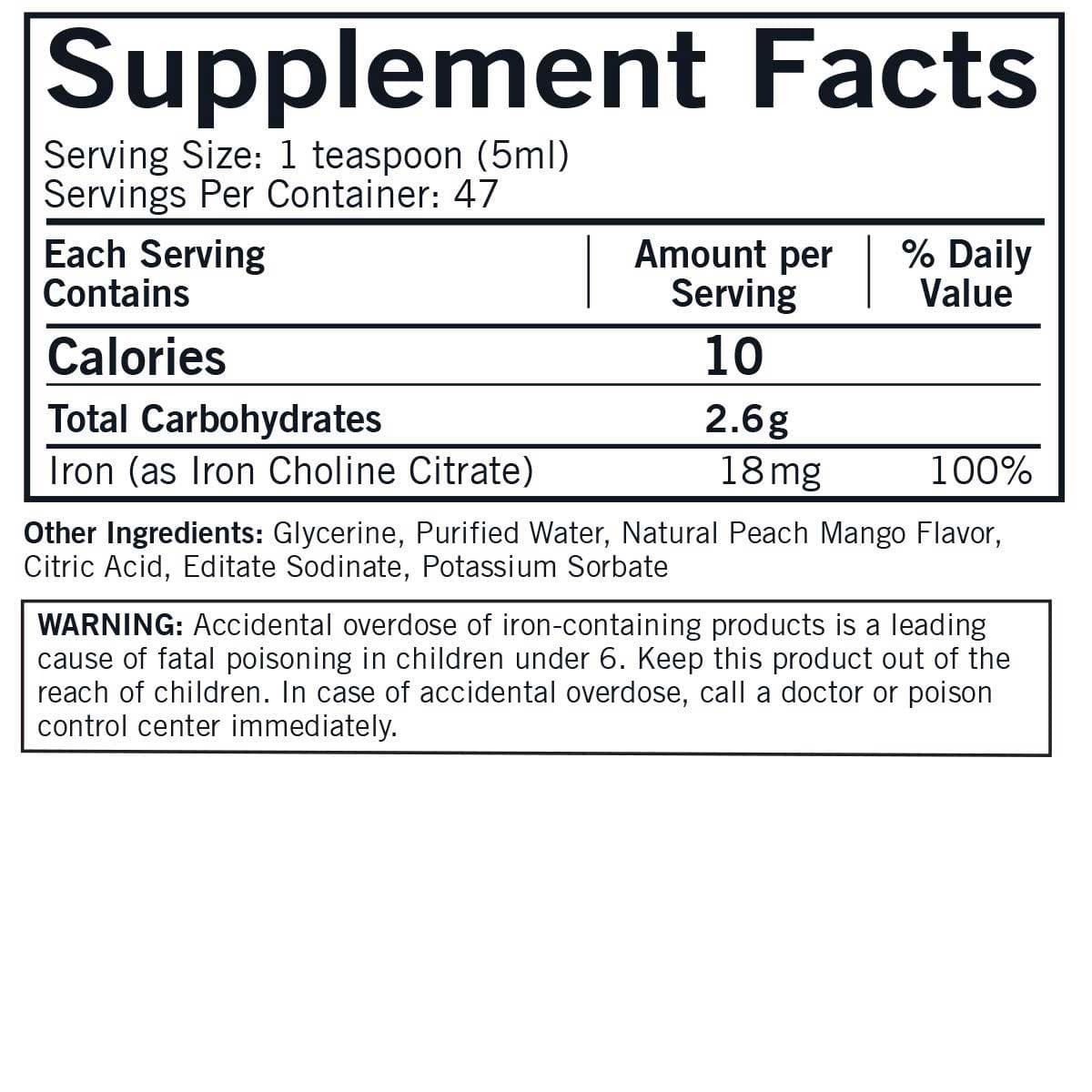 Kirkman Iron Liquid Ingredients