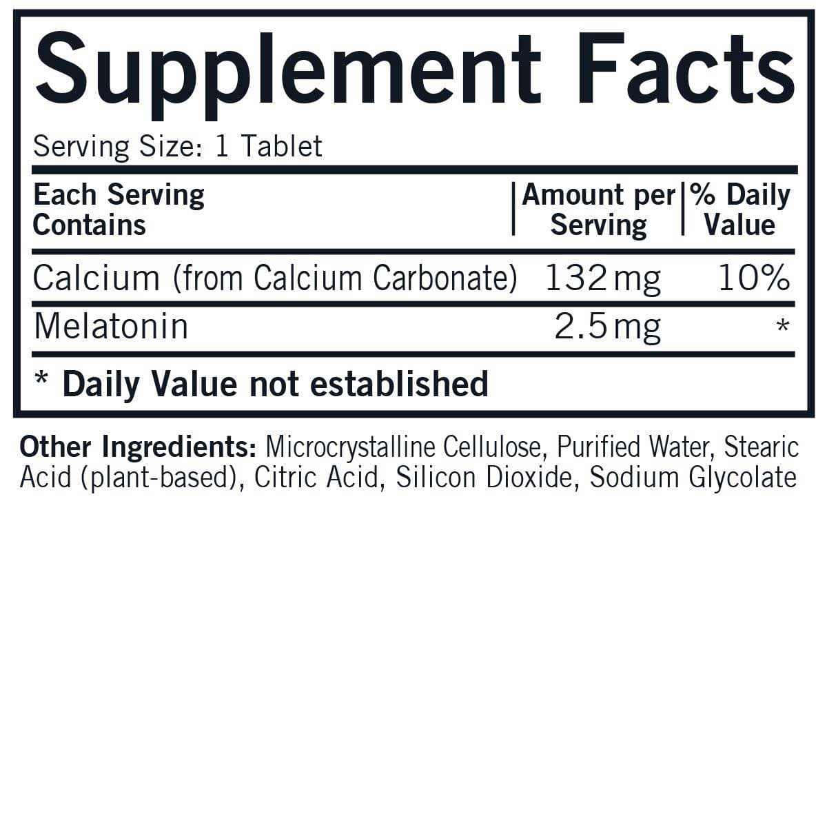 Kirkman Melatonin Extended Release 2.5 mg Ingredients