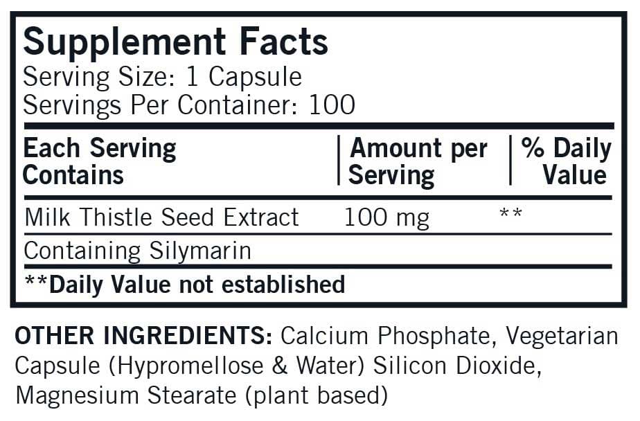 Kirkman Milk Thistle Ingredients