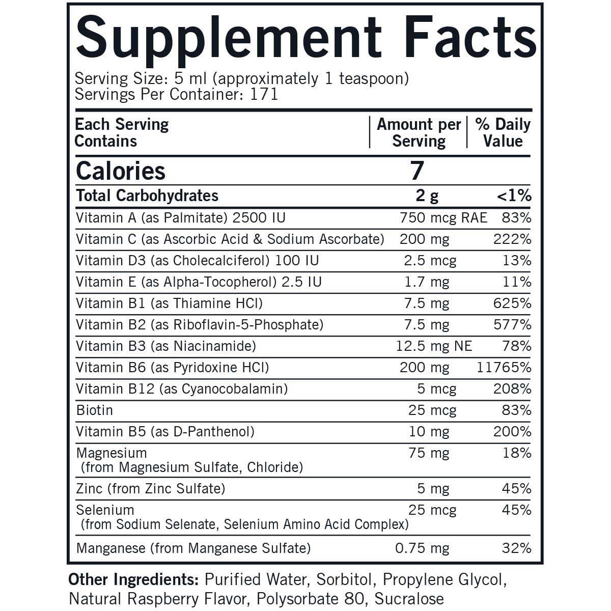 Kirkman Super Nu-Thera Liquid Ingredients