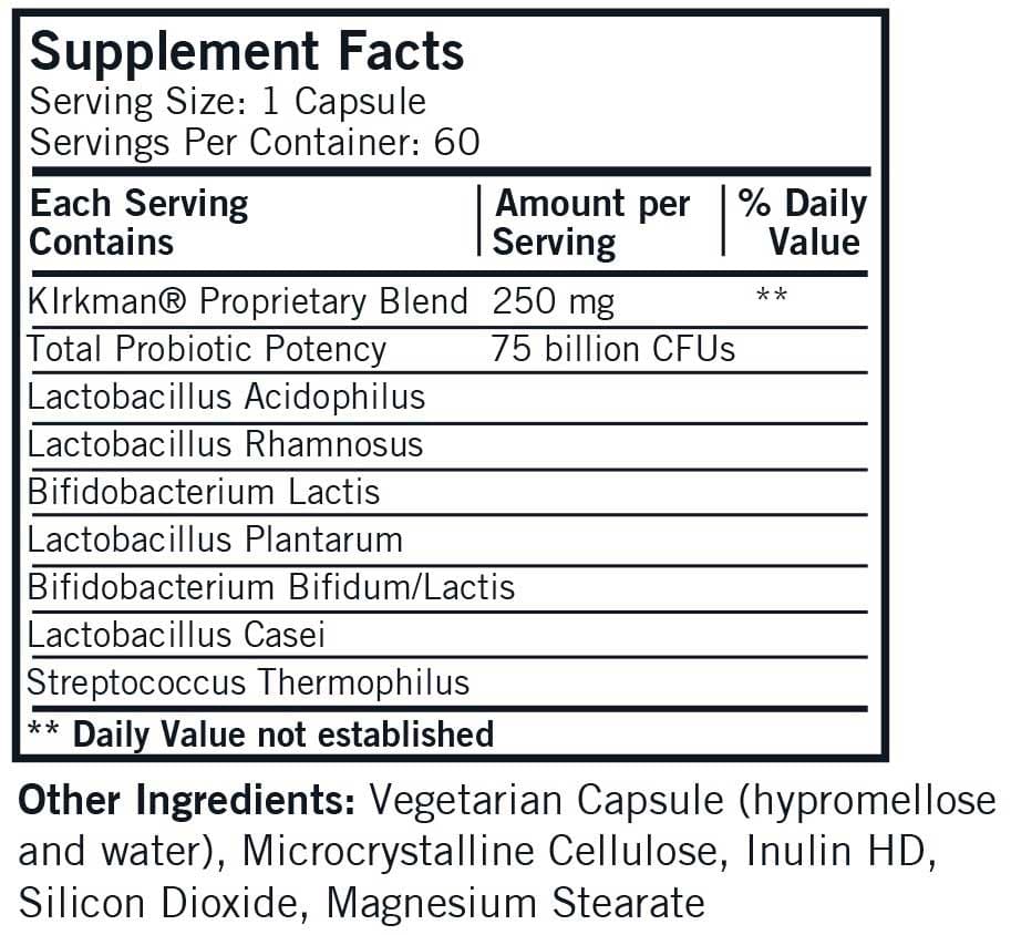 Kirkman Super Pro-Bio 75 Billion Ingredients