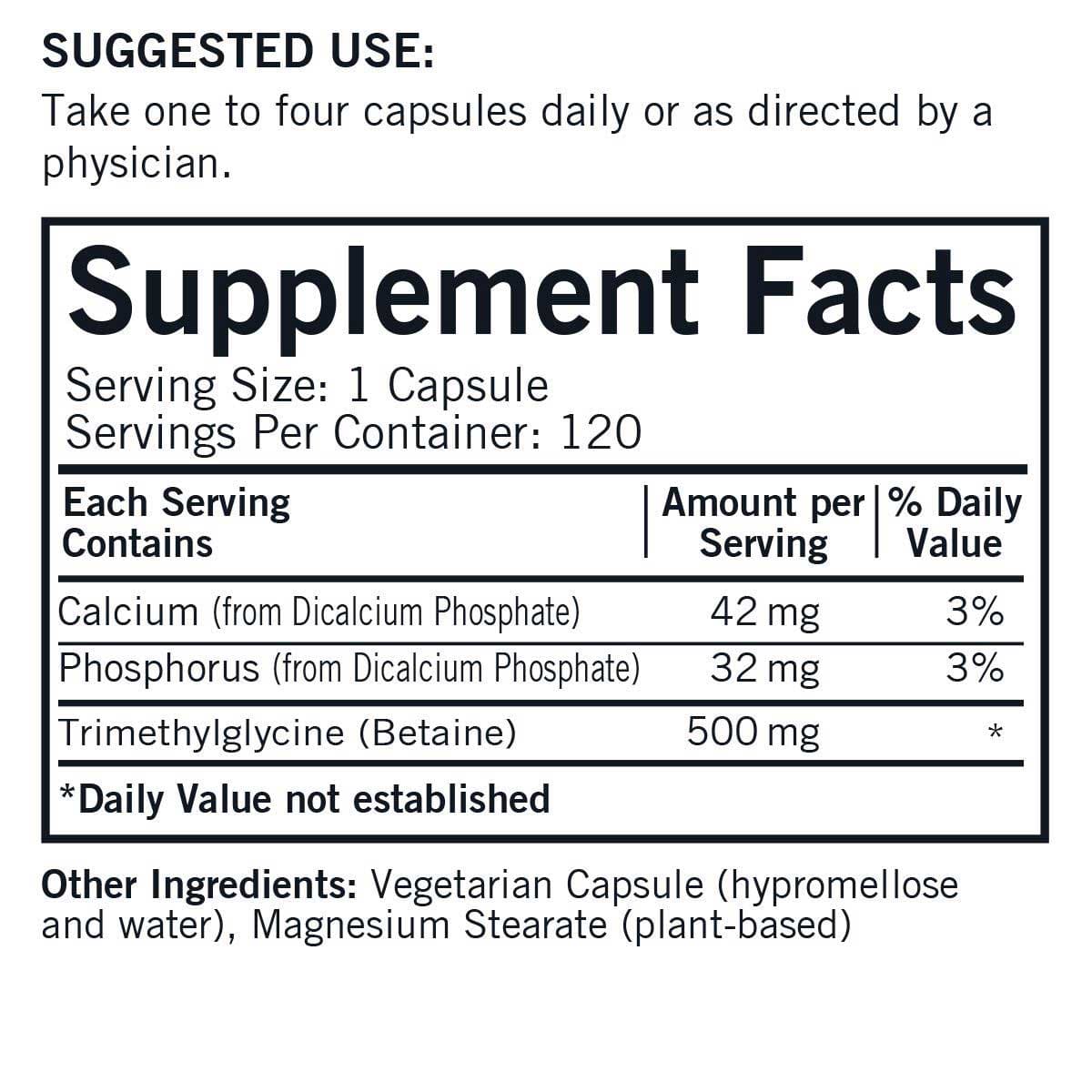 Kirkman TMG 500 mg Ingredients