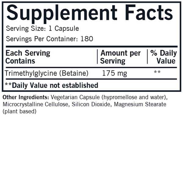 Kirkman TMG (Trimethylglycine) 175 mg Ingredients