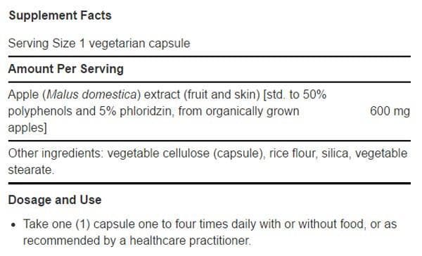 Life Extension AppleWise Ingredients