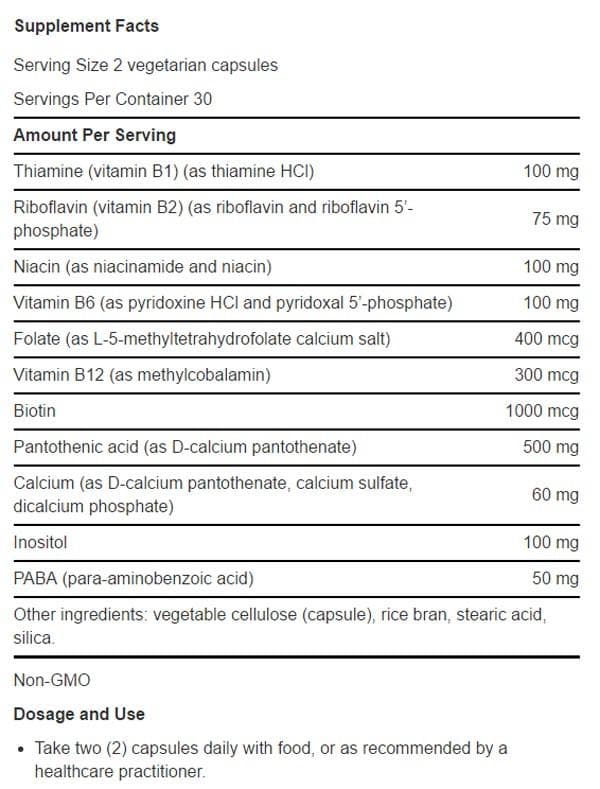 Life Extension BioActive Complete B-Complex Ingredients