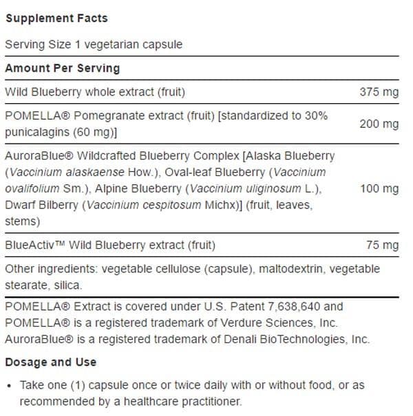Life Extension Blueberry Extract with Pomegranate Ingredients