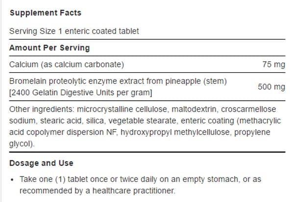 Life Extension Specially-Coated Bromelain Ingredients