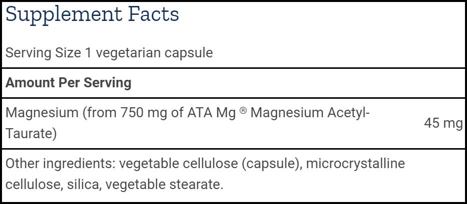 Life Extension Calm-Mag Ingredients