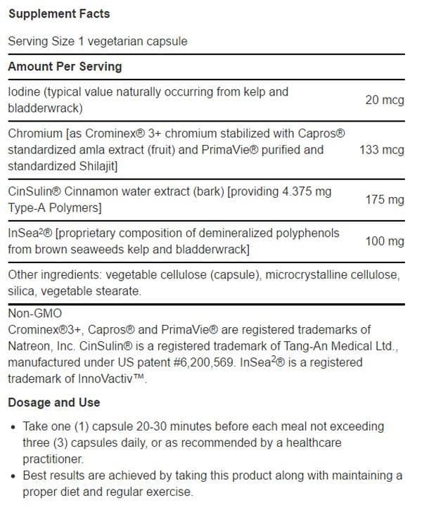 Life Extension CinSulin with InSea2 and Crominex 3+ Ingredients