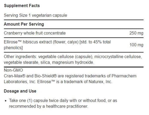 Life Extension Optimized Cran-Max Ingredients