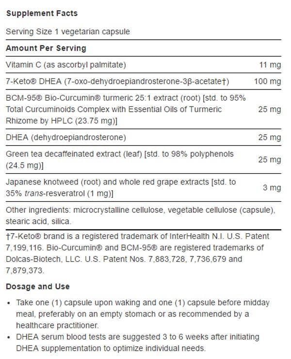 Life Extension DHEA Complete Ingredients